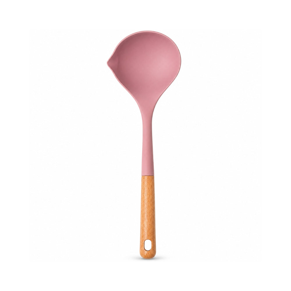 K&Co. Chef Series Wooden Handle & Silicone Soup Ladle - PINK
